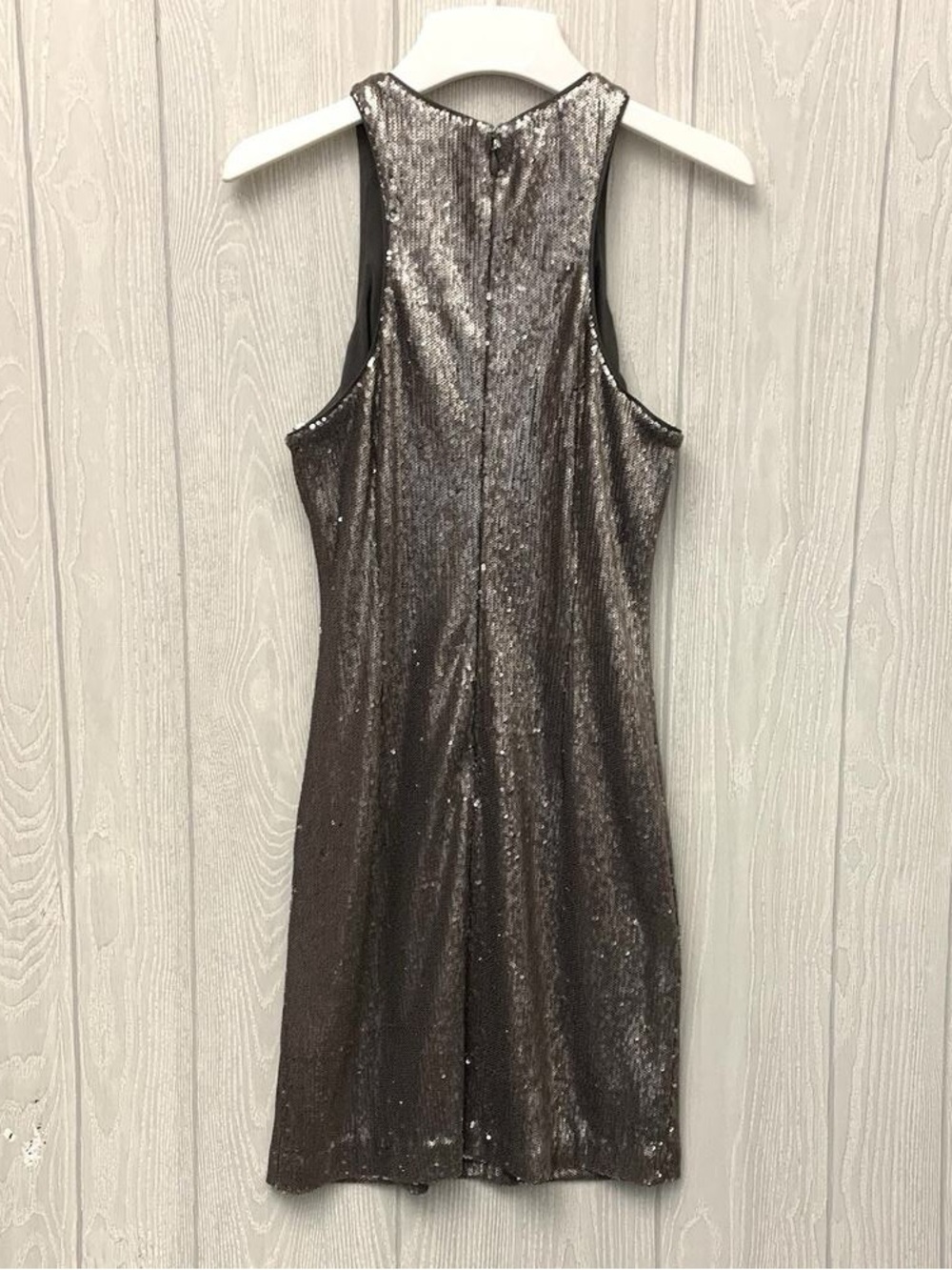 Sequin Tank Sheath Dress in Metallic Gray